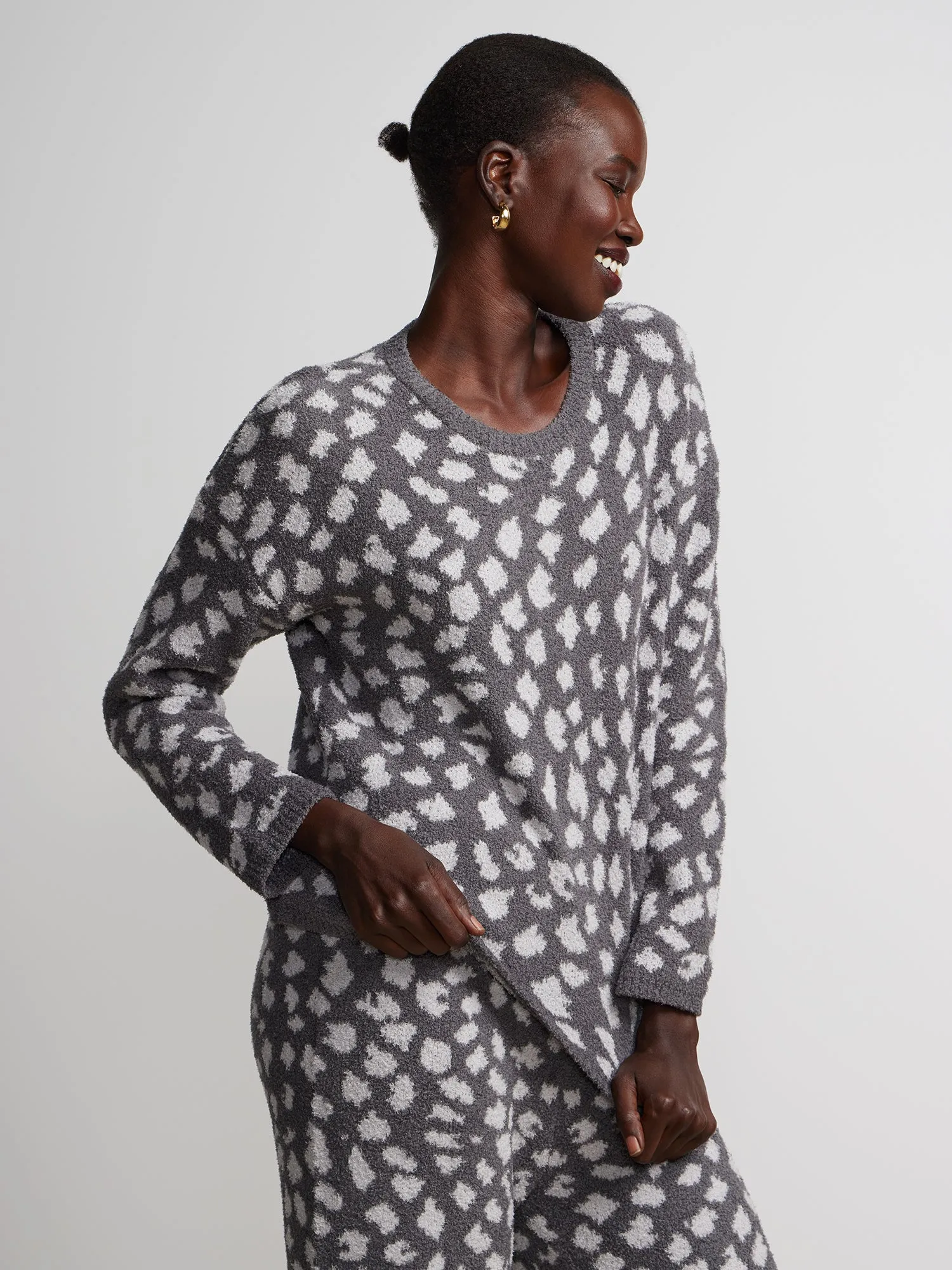 Leopard Print Teddy Pullover