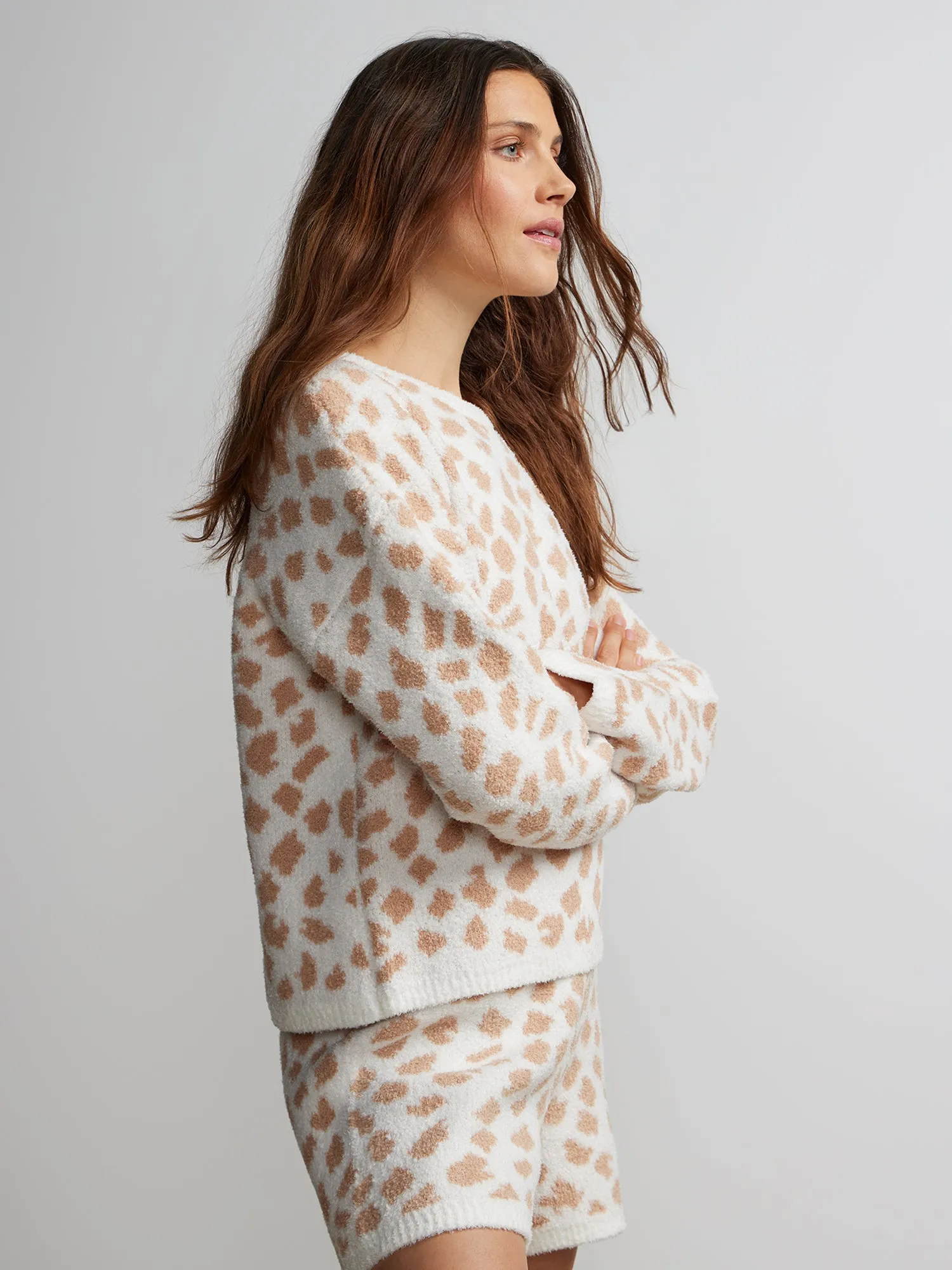 Leopard Print Teddy Pullover