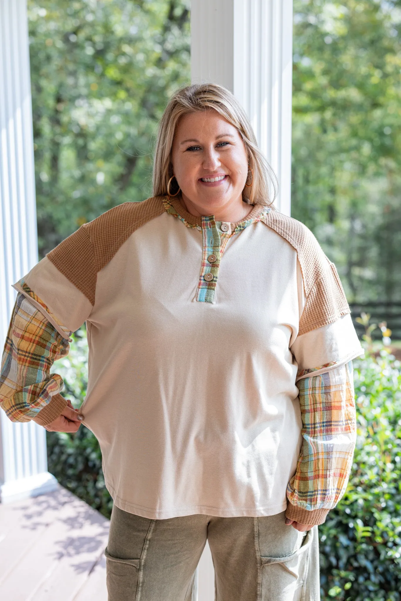 Little Details Khaki Knit Top