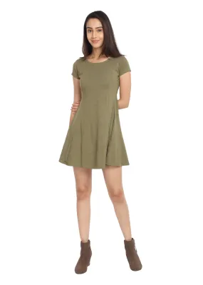 Melange Olive Short Knit Dress