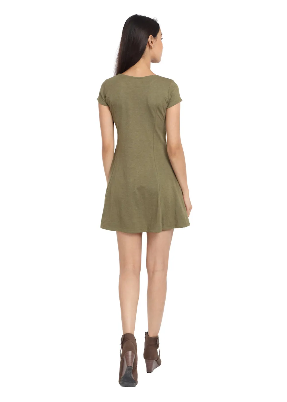 Melange Olive Short Knit Dress