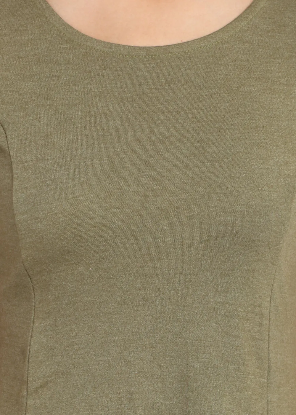 Melange Olive Short Knit Dress