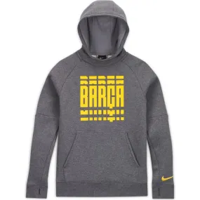 Nike 2020-21 Barcelona Youth Fleece Pullover Hoodie - Grey-Yellow