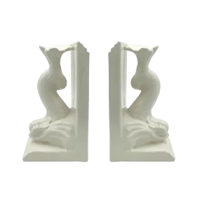 Pair of Cream Dolphin Bookends