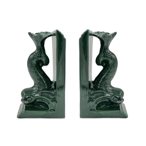 Pair of Emerald Green Dolphin Bookends