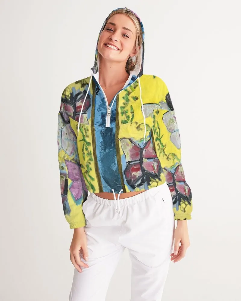 Papillons Women's Cropped Windbreaker