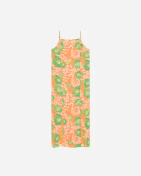 Printed Light Crepe Slip Dress - Vibrant Orange
