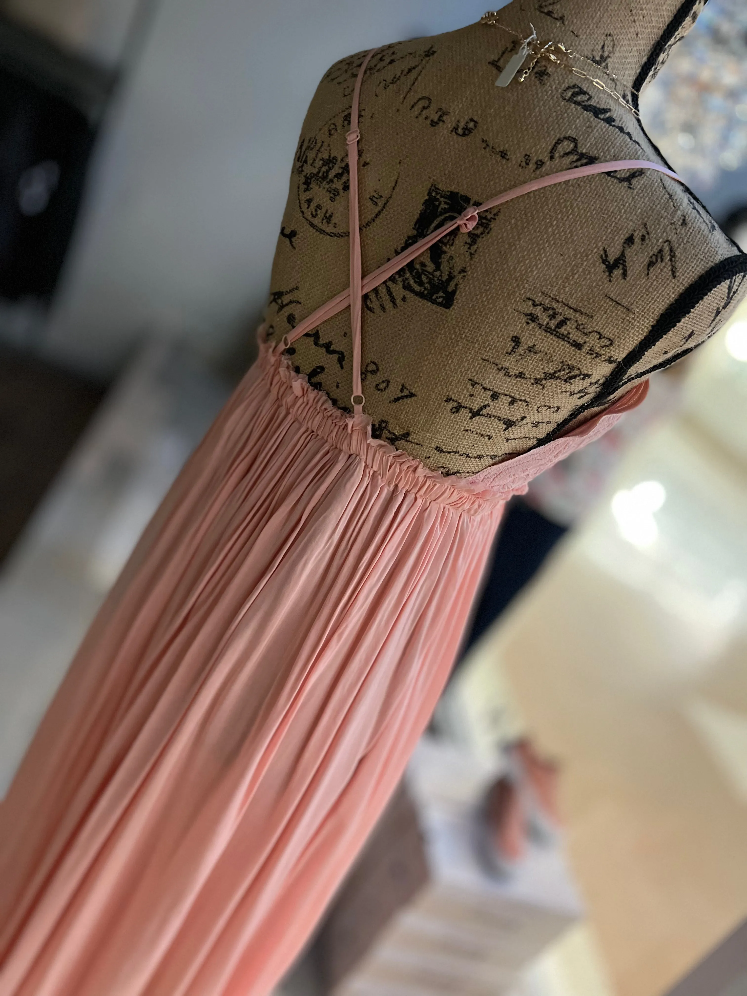 *PVM* Fawna Lace Maxi Dress (Pink)