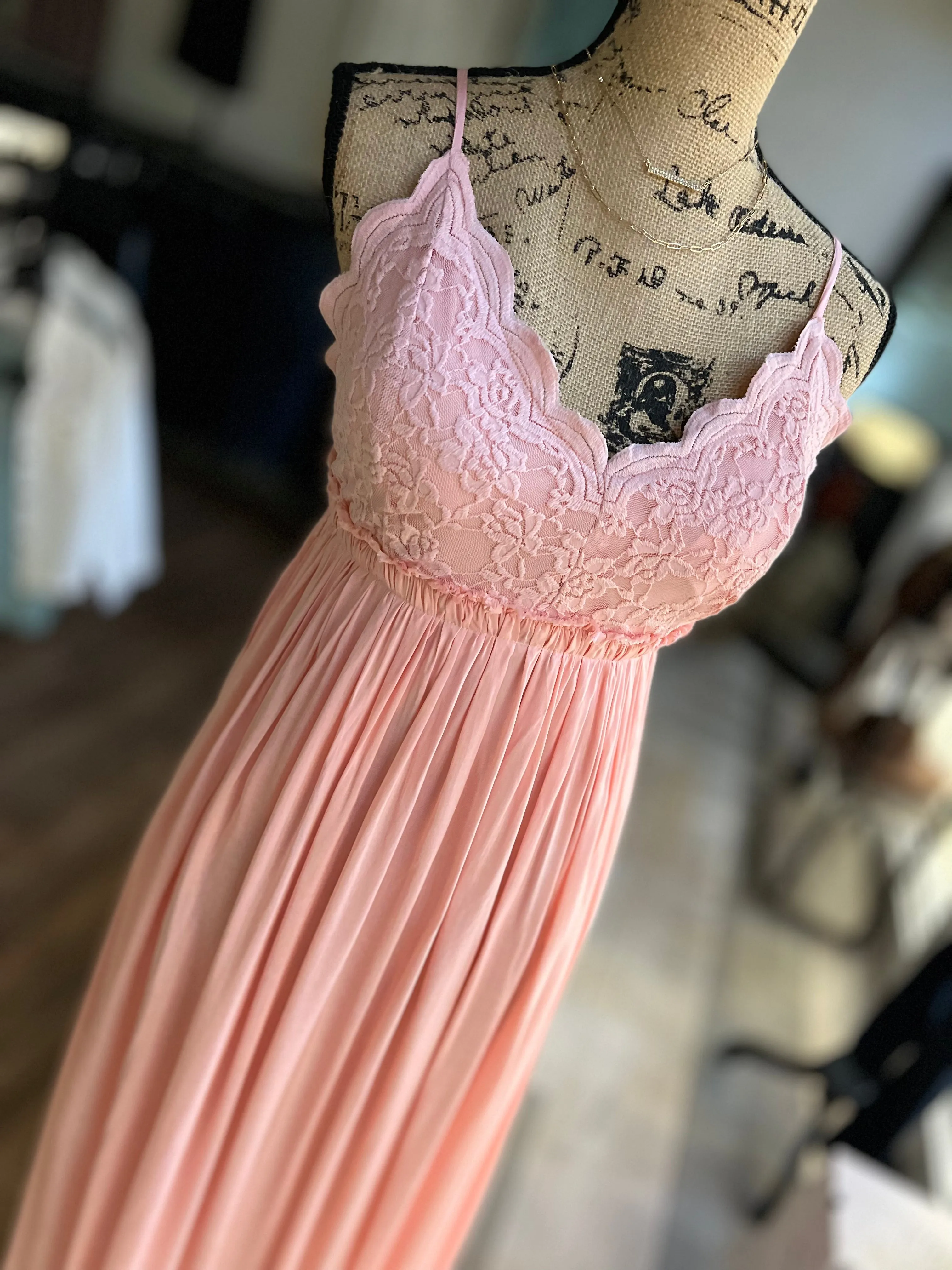 *PVM* Fawna Lace Maxi Dress (Pink)