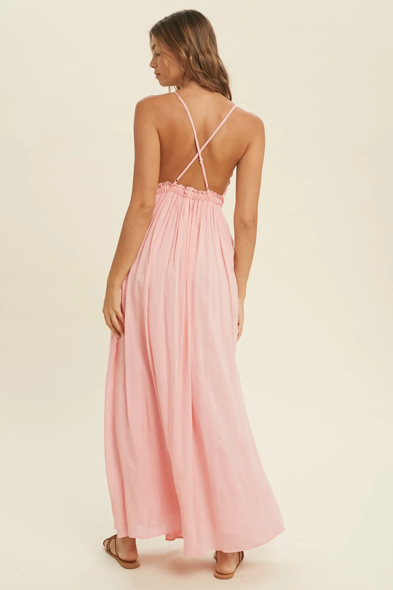 *PVM* Fawna Lace Maxi Dress (Pink)