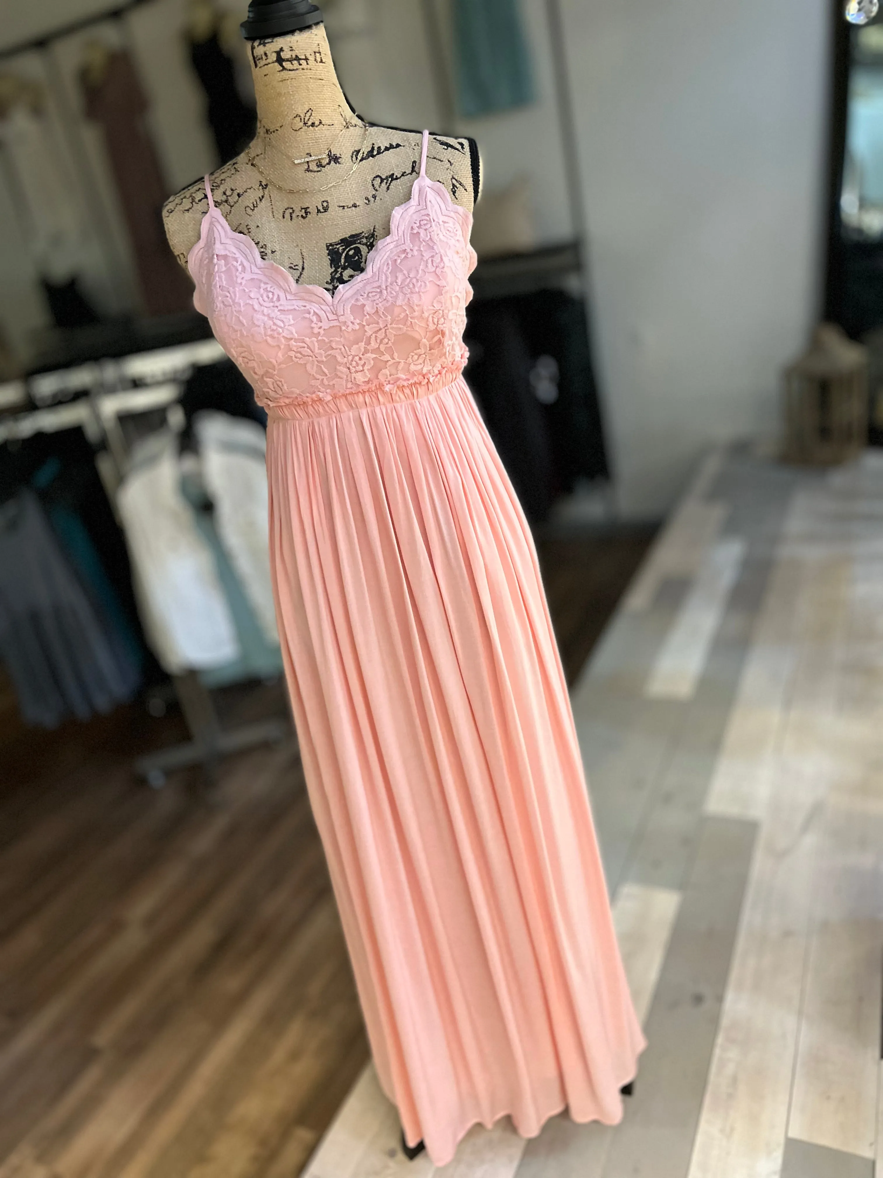 *PVM* Fawna Lace Maxi Dress (Pink)