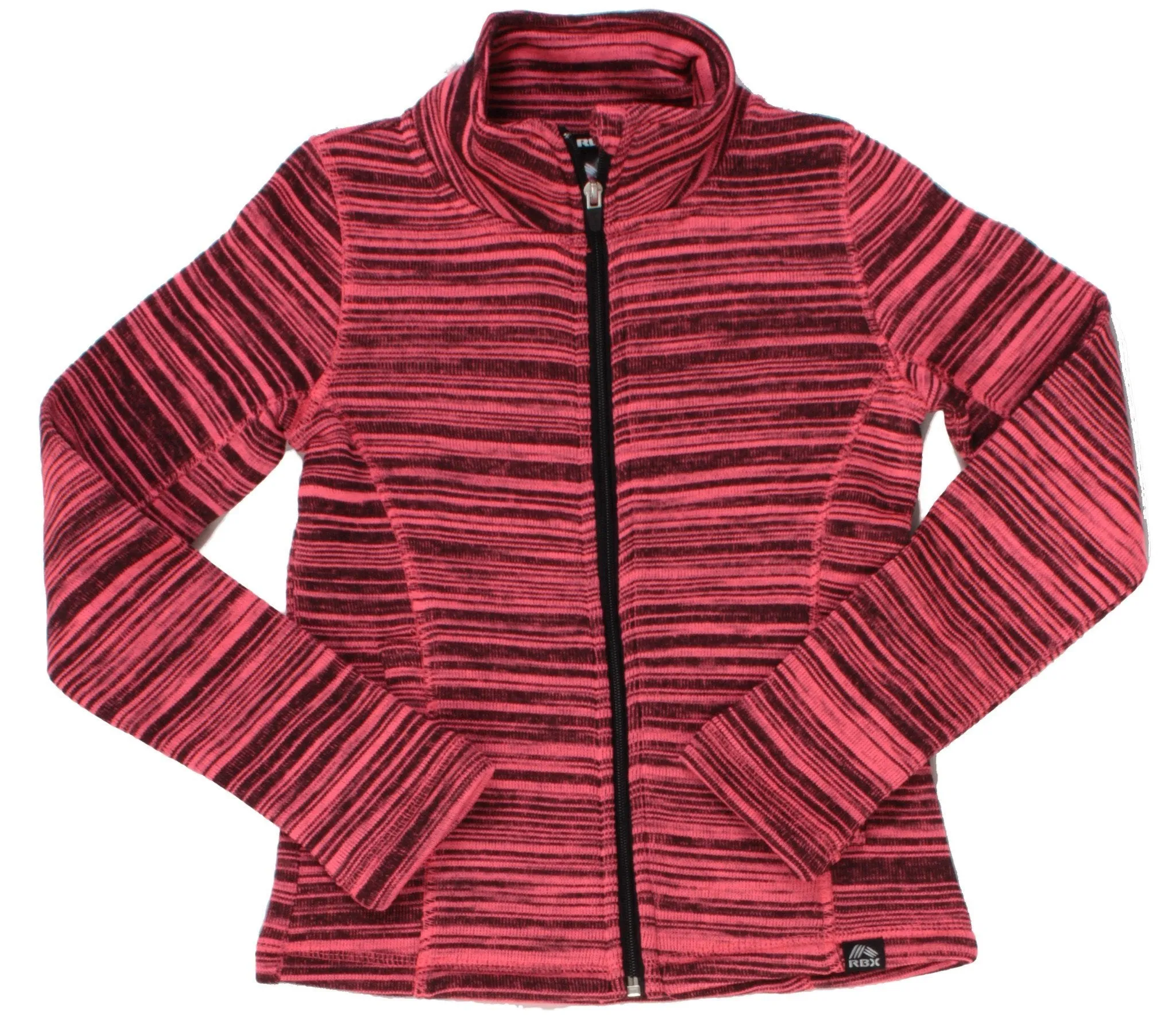 RBX Active  Girl’s Coral Pink Tiger Print Zip Up Fleece Jacket