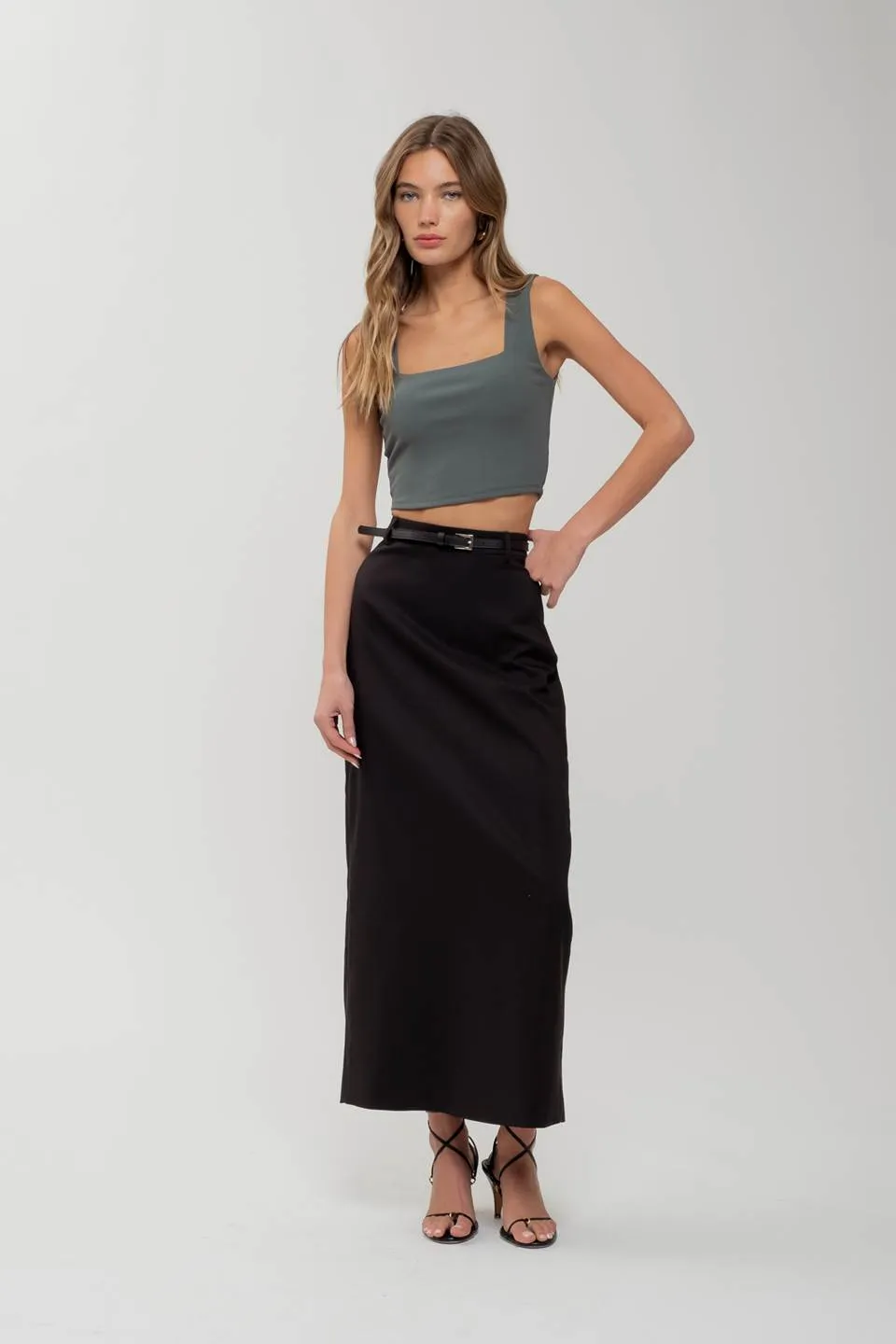 REVERISBLE SQUARE NECK CROPPED KNIT TANK