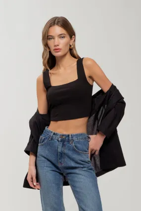 REVERISBLE SQUARE NECK CROPPED KNIT TANK