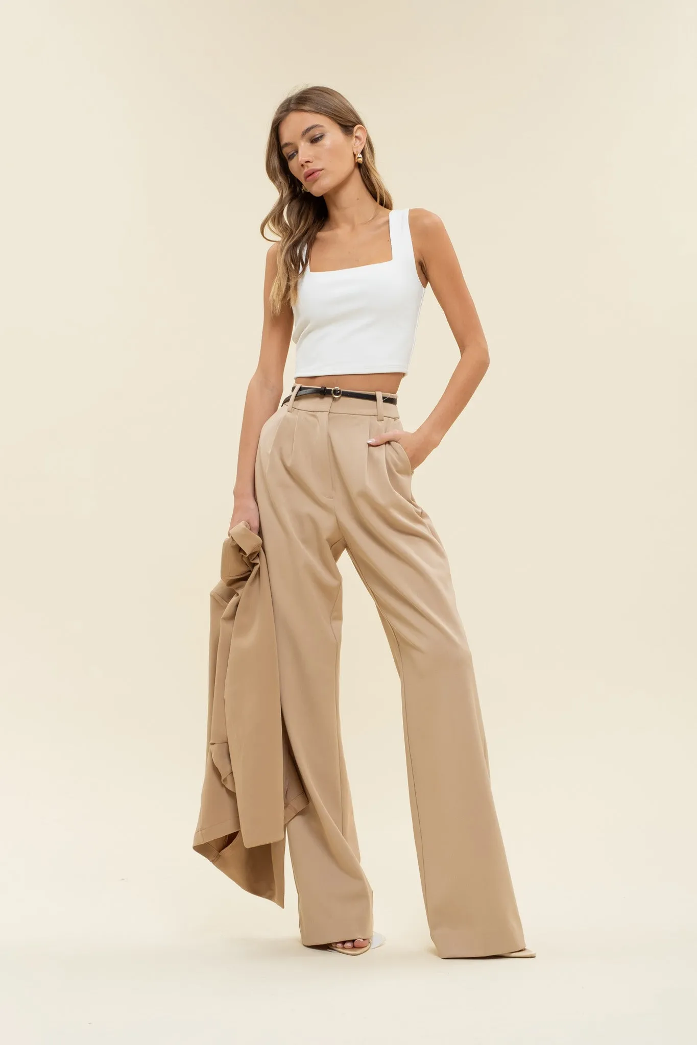 REVERISBLE SQUARE NECK CROPPED KNIT TANK