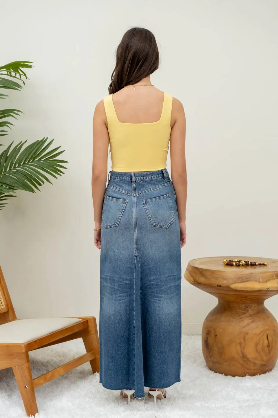 REVERISBLE SQUARE NECK CROPPED KNIT TANK
