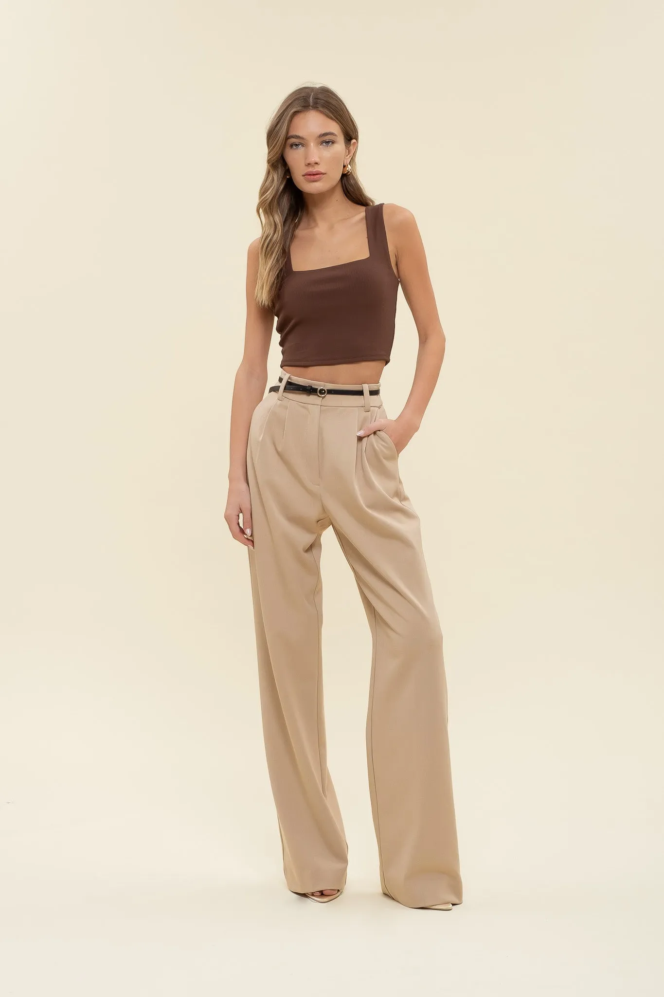 REVERISBLE SQUARE NECK CROPPED KNIT TANK