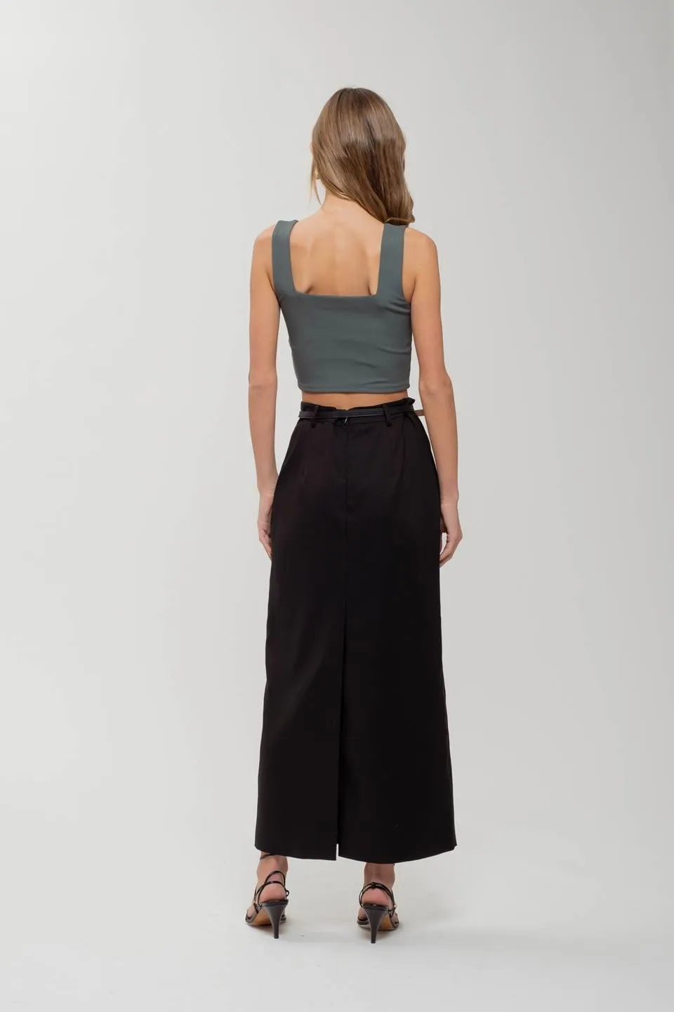 REVERISBLE SQUARE NECK CROPPED KNIT TANK