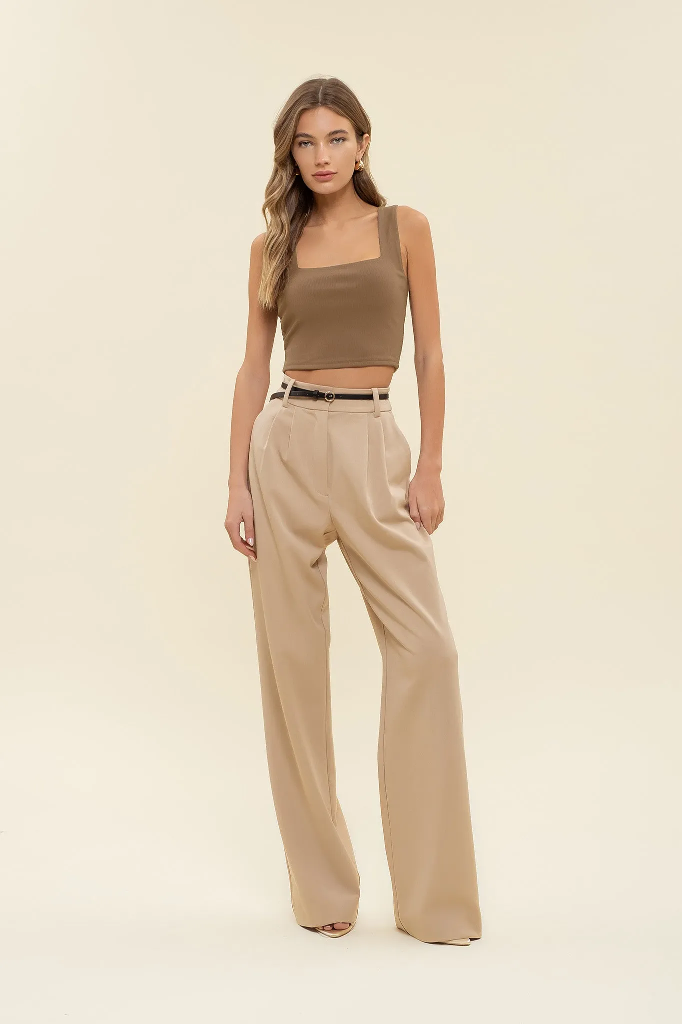 REVERISBLE SQUARE NECK CROPPED KNIT TANK