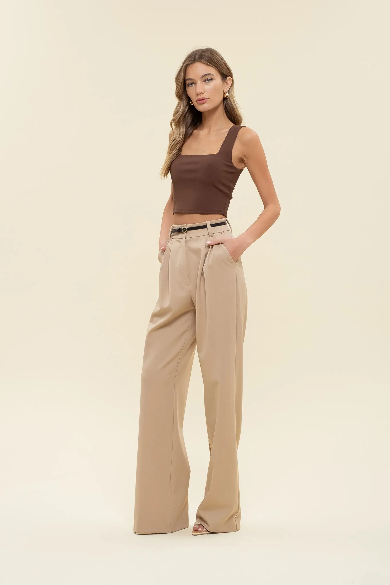 REVERISBLE SQUARE NECK CROPPED KNIT TANK