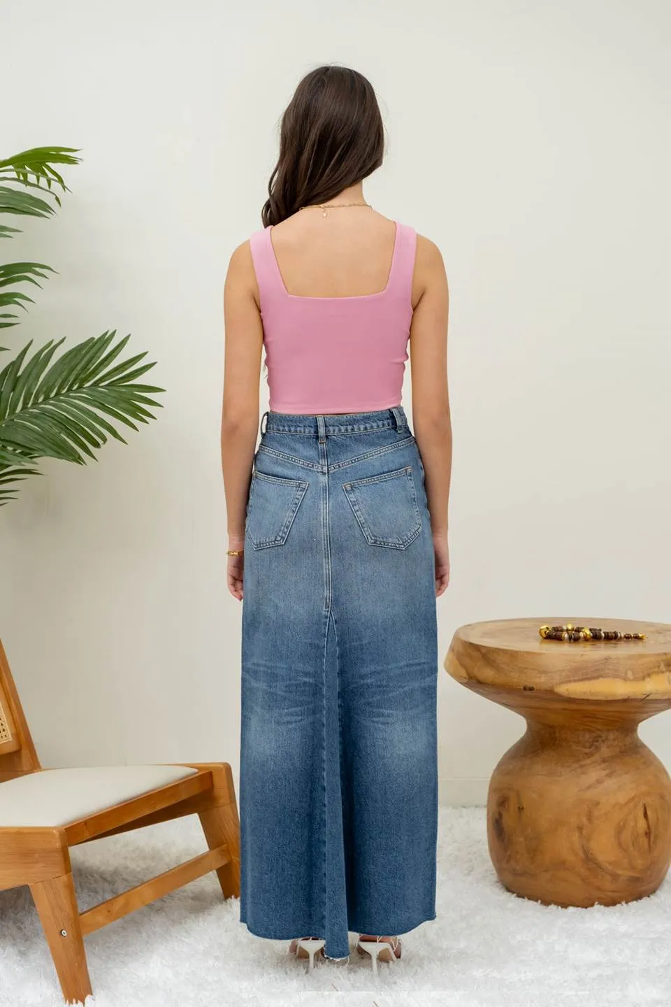 REVERISBLE SQUARE NECK CROPPED KNIT TANK