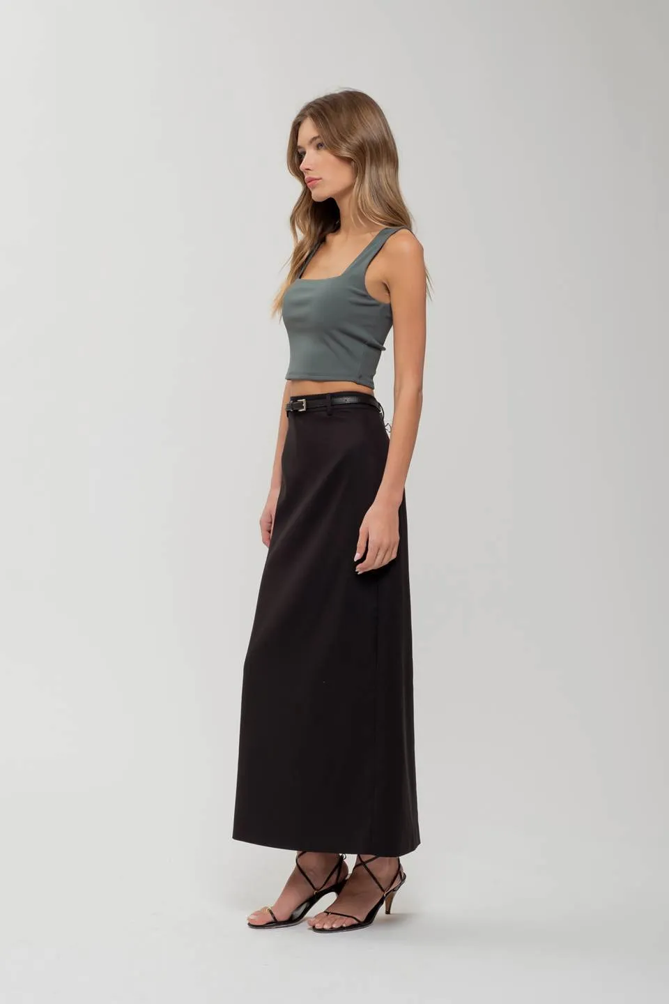 REVERISBLE SQUARE NECK CROPPED KNIT TANK