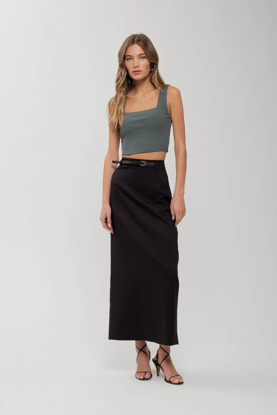 REVERISBLE SQUARE NECK CROPPED KNIT TANK