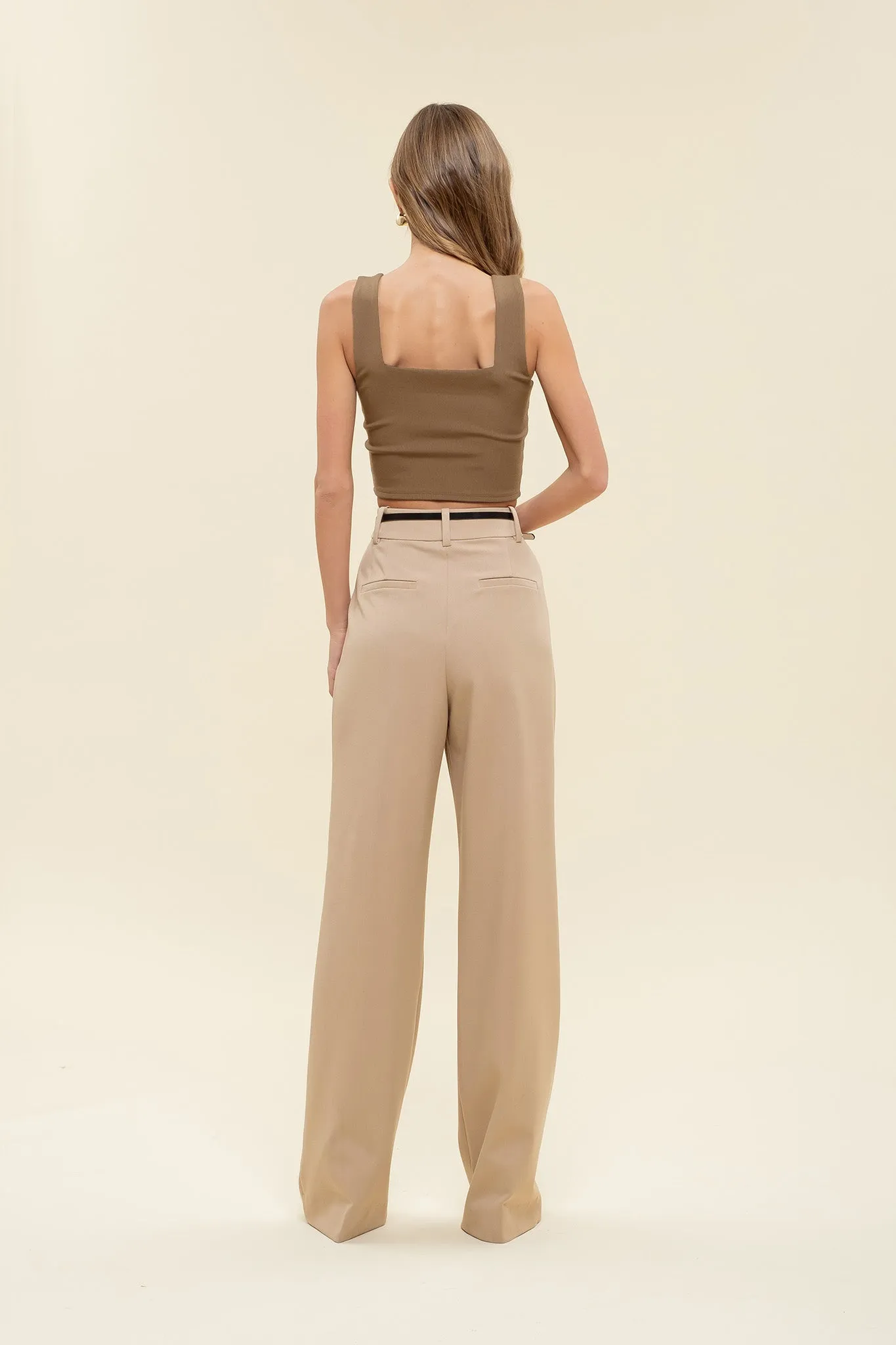 REVERISBLE SQUARE NECK CROPPED KNIT TANK