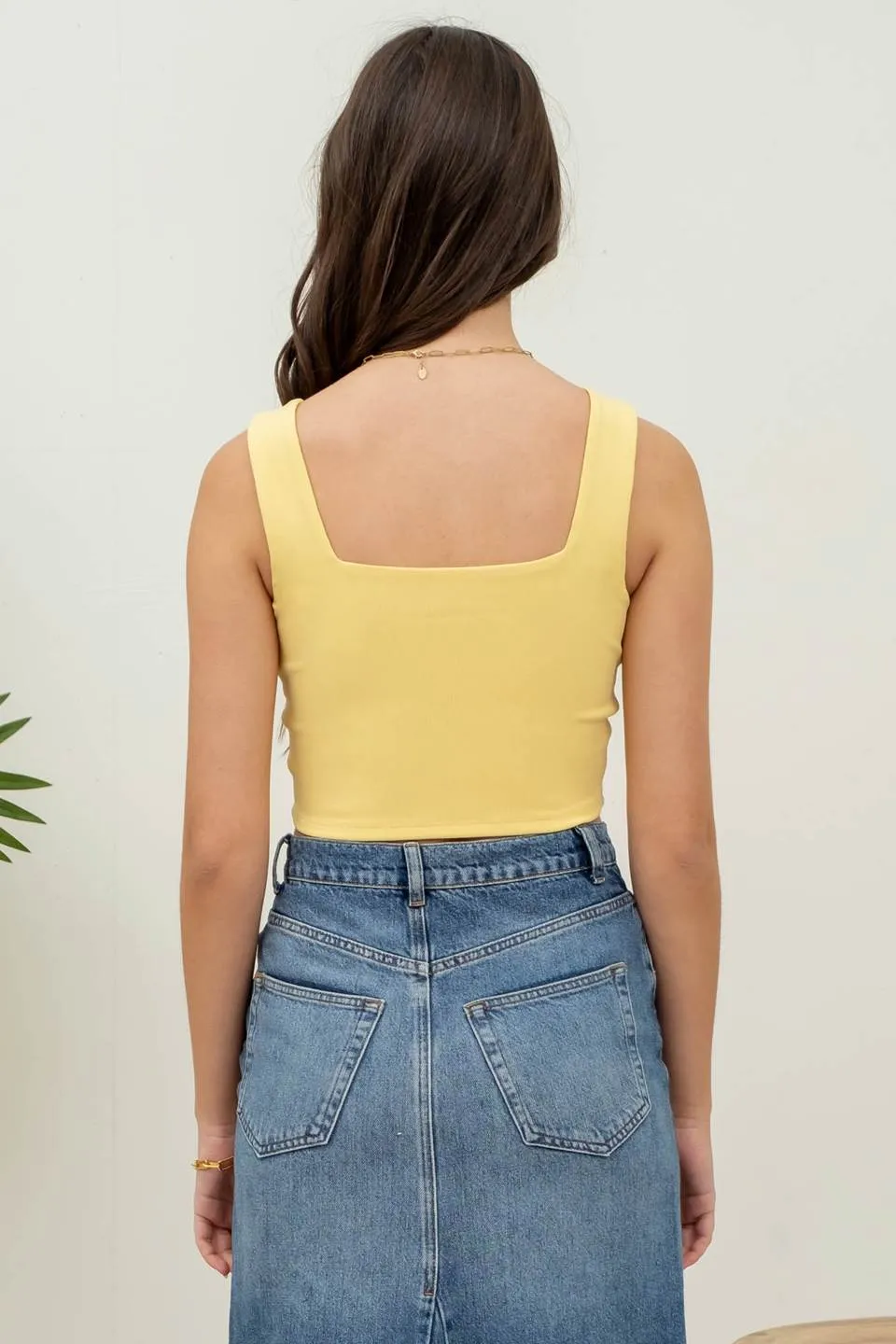 REVERISBLE SQUARE NECK CROPPED KNIT TANK