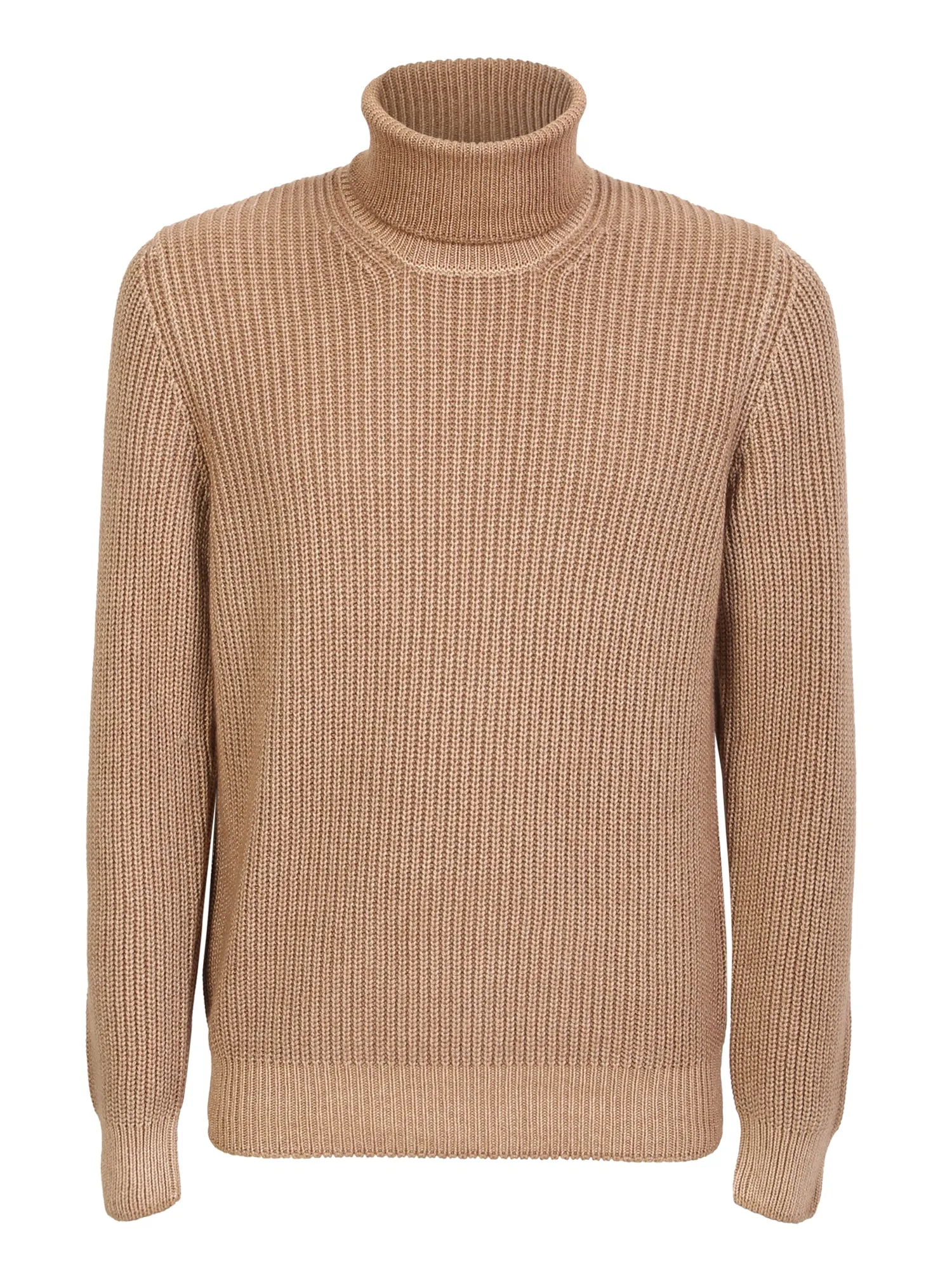 Ribbed cashmere pullover camel