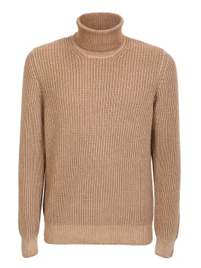 Ribbed cashmere pullover camel