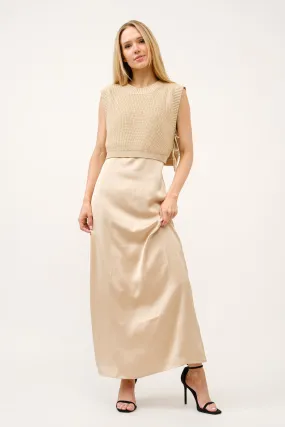 Satin Maxi Dress With Vest