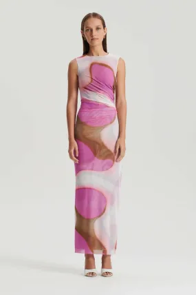Scanlan Theodore Italian Watercolour Dress in Pink/Tan Size 6, 10