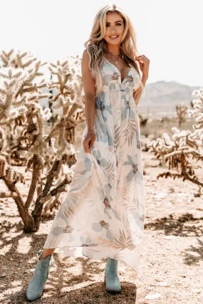See You On Vacay Tropical Floral Maxi Dress (Blue Combo)