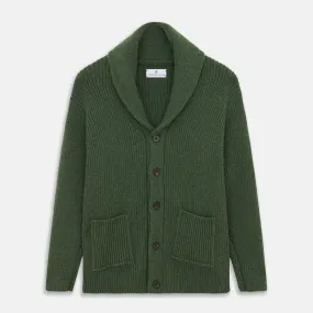 Serpentine Green Ribbed Cashmere Ainsley Cardigan