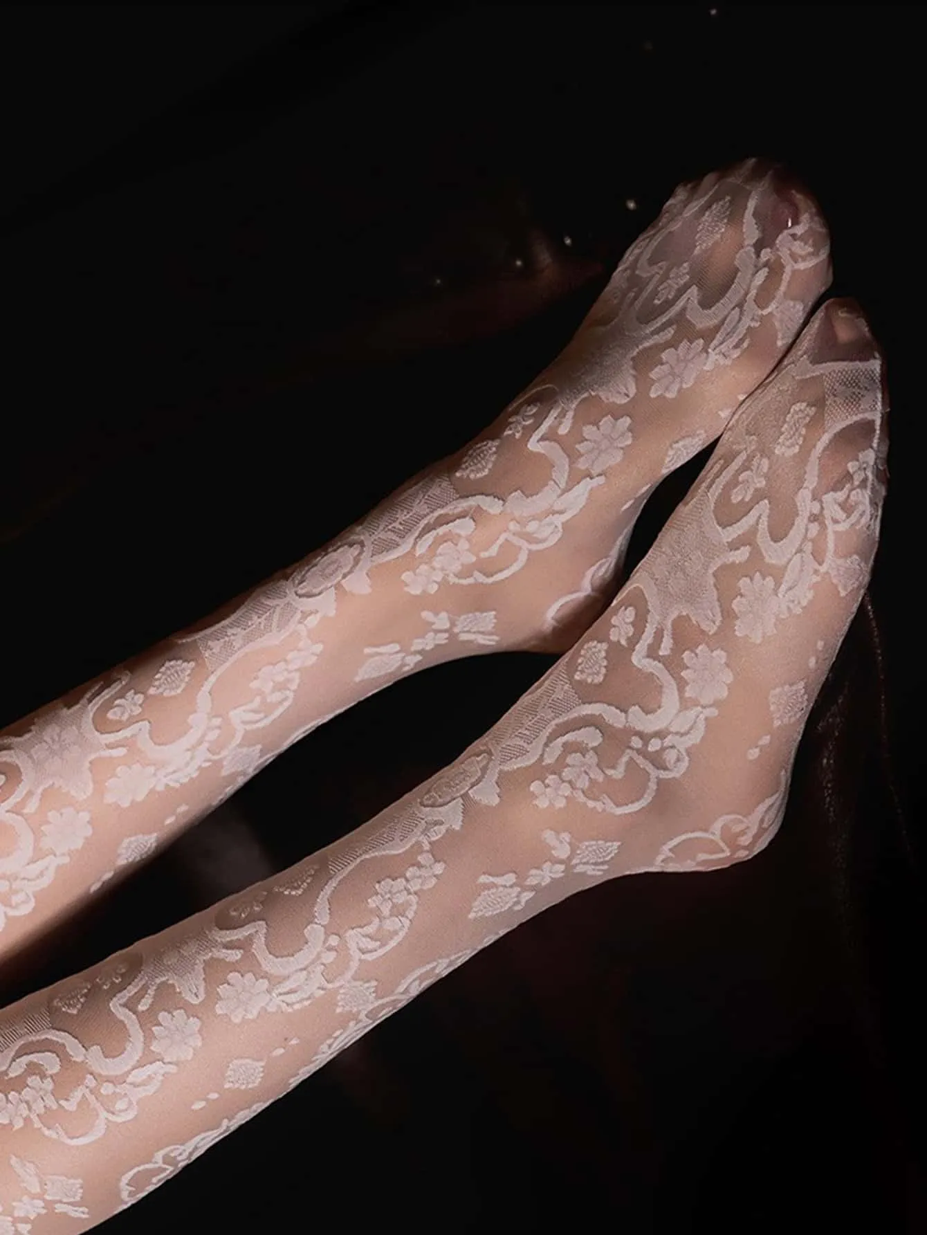 SHEIN 1pair Women Floral Pattern Fashionable Tights, For Daily Life