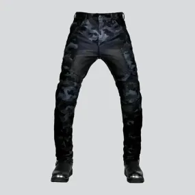 Slim high-waist men's biker jeans