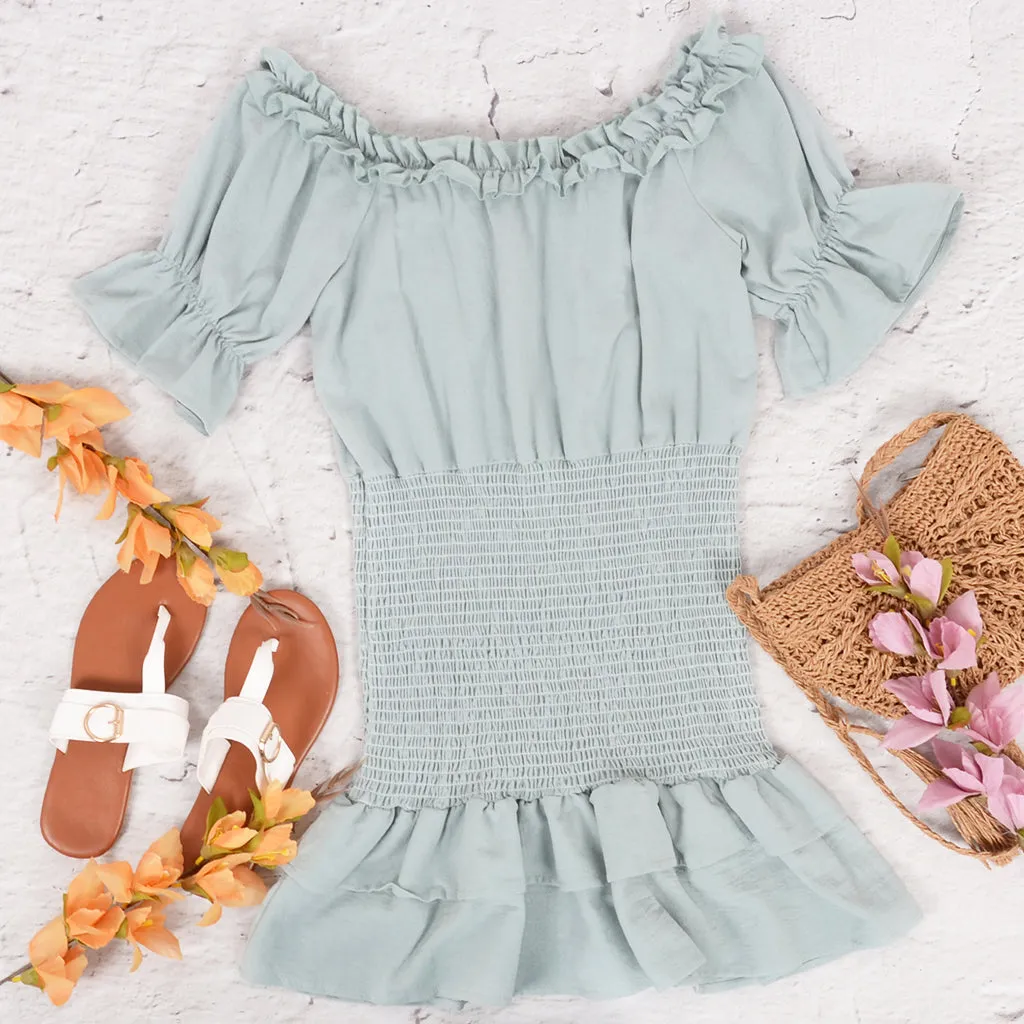 Smocked Off Shoulder Dress