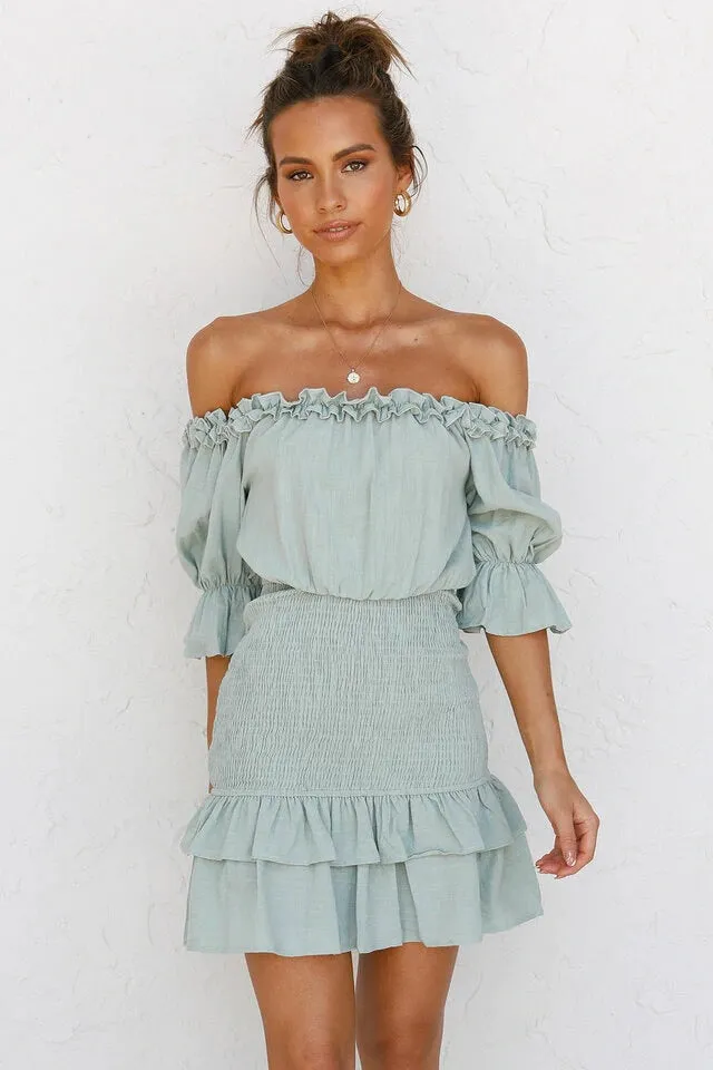 Smocked Off Shoulder Dress