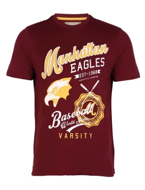 South Shore Baseball Crew Neck T-shirt in Oxblood