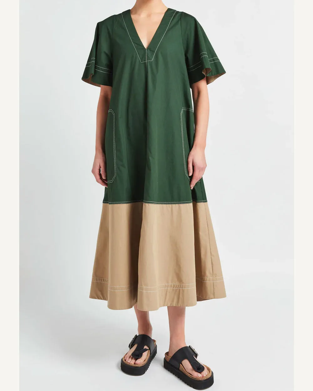 Spliced Nina V Neck Dress