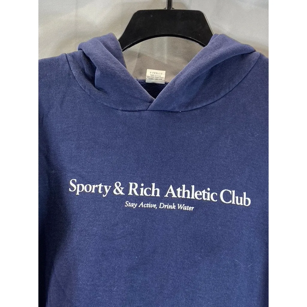 SPORTY & RICH Athletic Club Women's Navy Logo Pullover Hoodie SZ M
