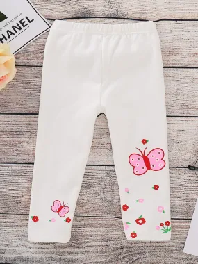 Spring Toddler Girls Footless Flower Butterfly Print Trousers