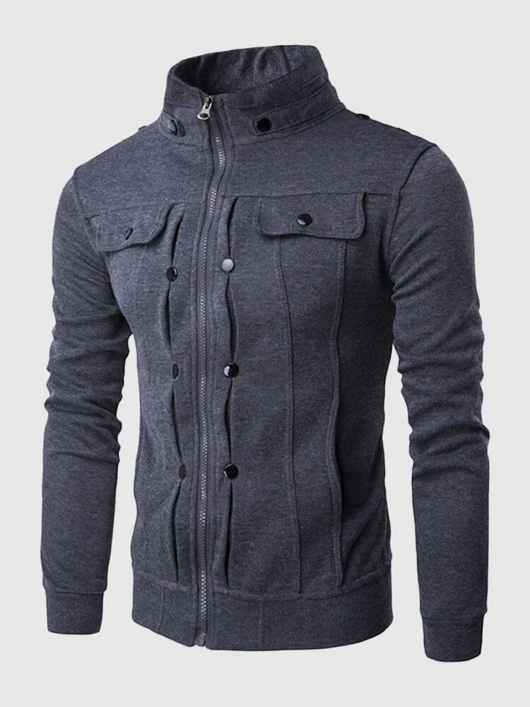 Stand Collar Zipper Coat