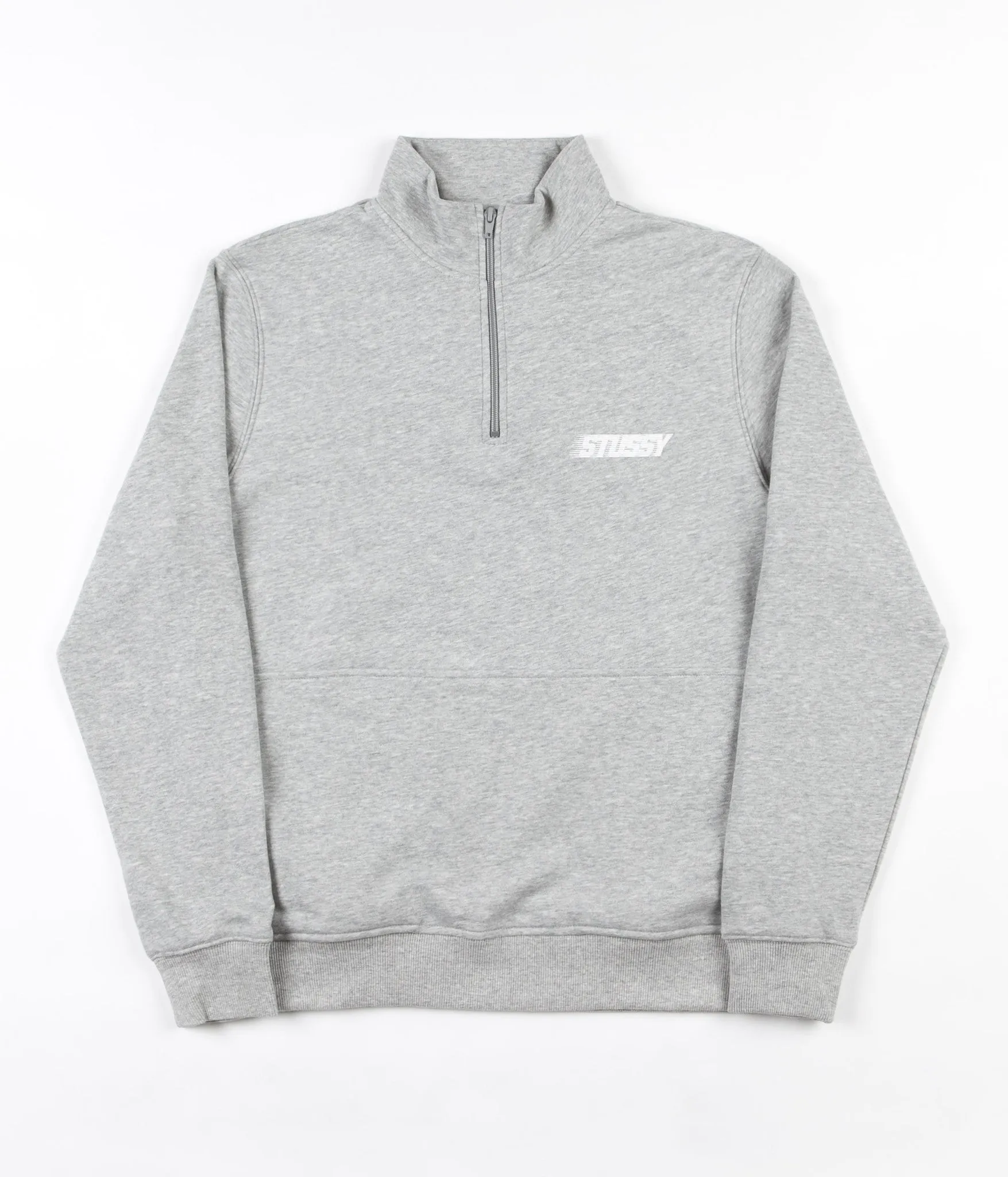 Stussy Nylon Panel Mockneck Sweatshirt - Grey Heather