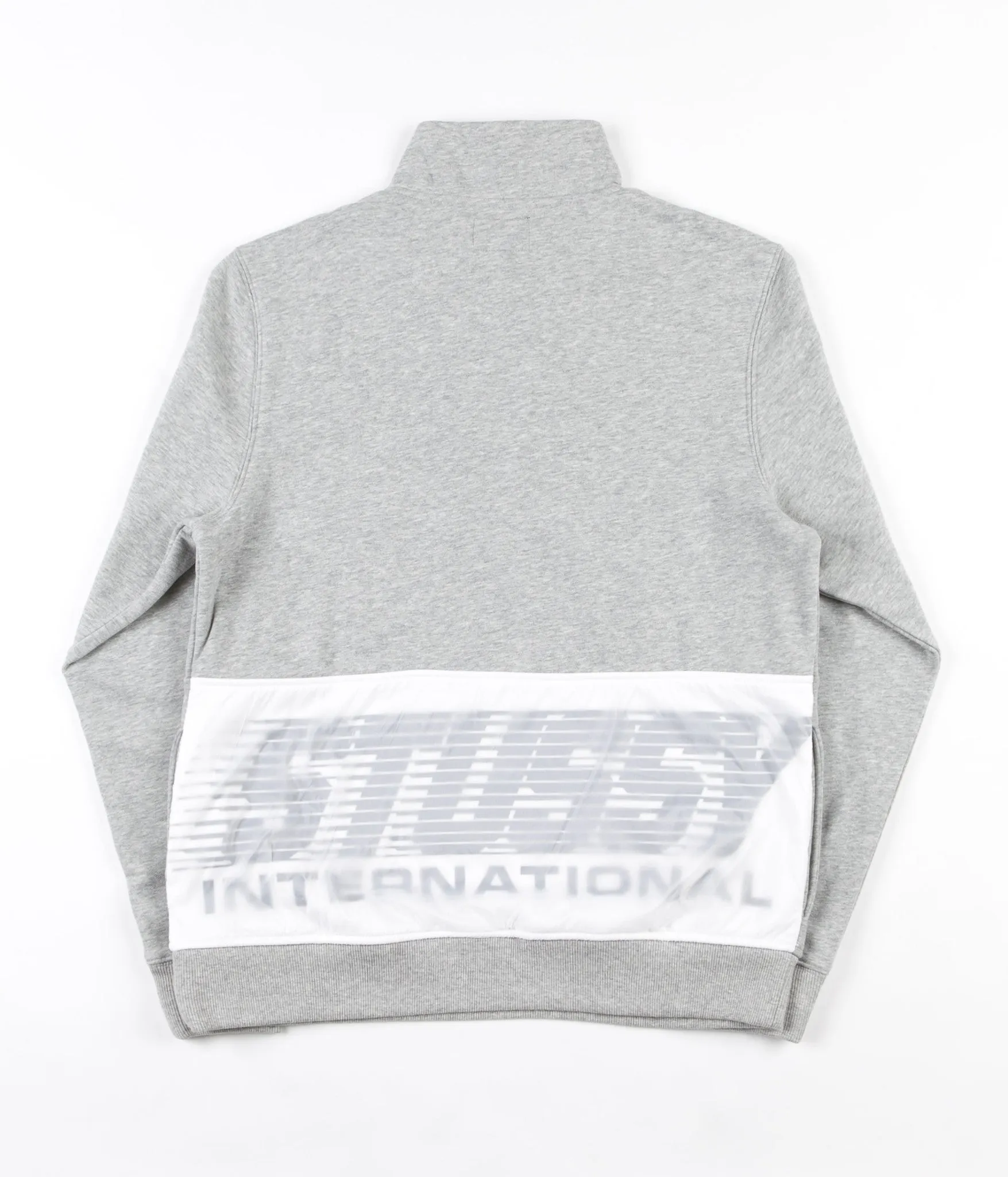 Stussy Nylon Panel Mockneck Sweatshirt - Grey Heather