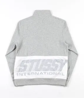 Stussy Nylon Panel Mockneck Sweatshirt - Grey Heather