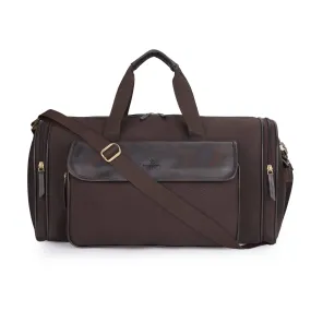THE CLOWNFISH Harmony 30 Litres Canvas Overnight Travel Duffel Bag Weekender Bag Expandable Packing Storage For Vacation And Cabin Luggage For Men & Women (Dark Brown),20 CM