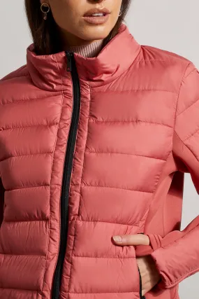 Tribal  Fall/Winter 2023-1454O/3789- Removable Hood Puffer Jacket-Chili Red