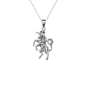 Unicorn Silver Round Pendant